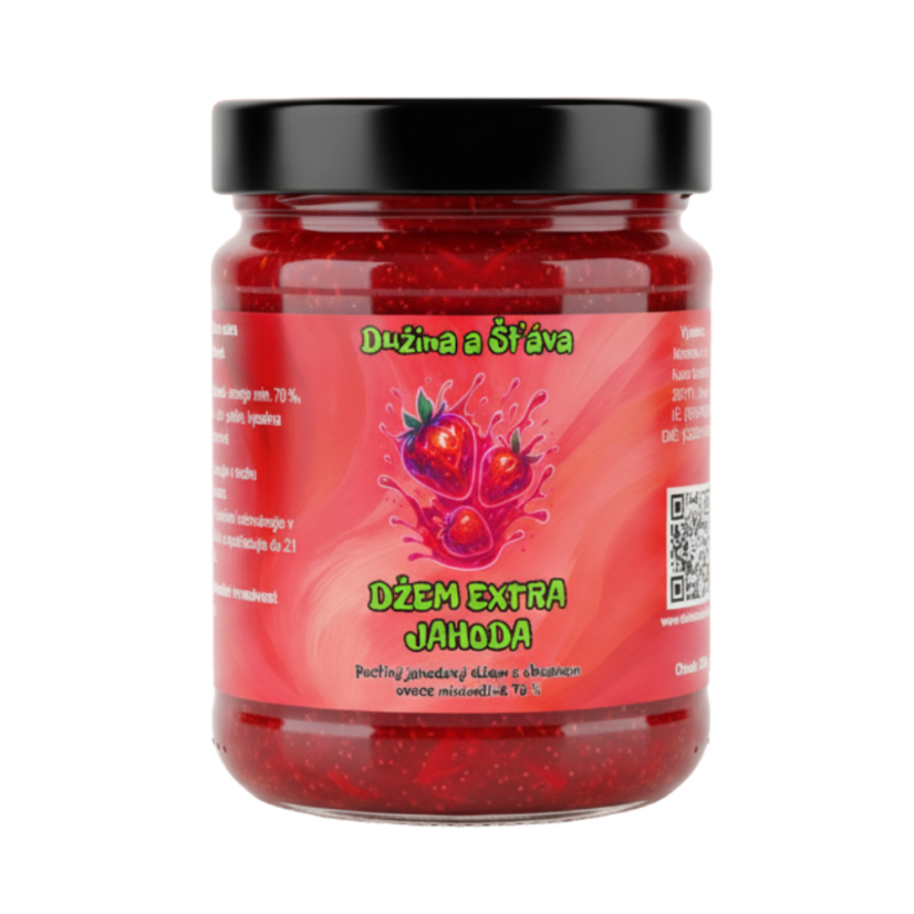 Jahodový džem extra, 70 % ovoce, Dužina a Šťáva